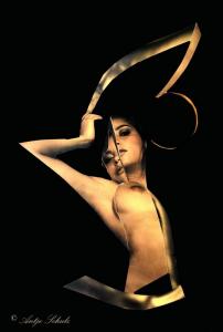 Akt SchwarzTechnik. Scherenschnitt