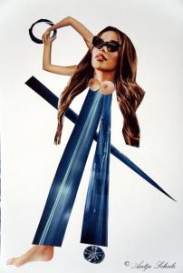 Frau von HeuteTechnik. Scherenschnitt